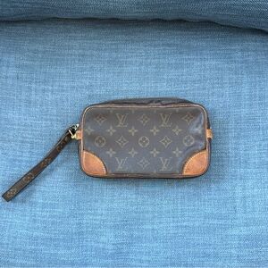 Louis Vuitton Monogram Wristlet in Brown and Tan